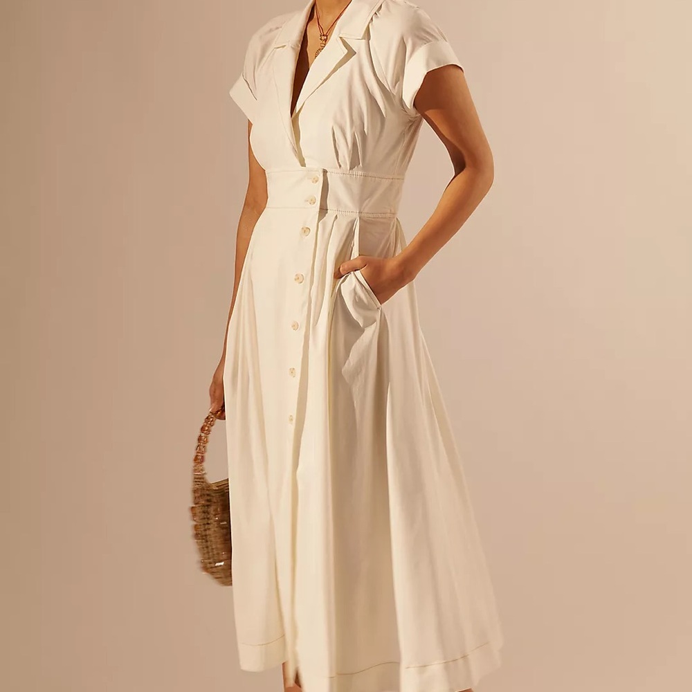 Anthropologie Meave Poplin Midi Shirtdress